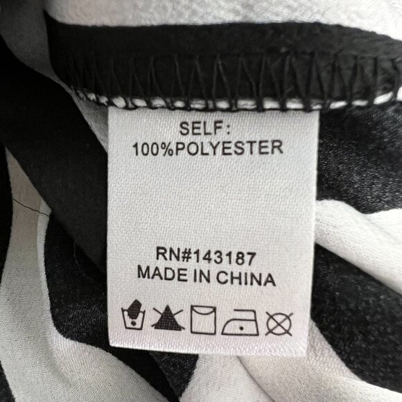 Dance & Marvel Womens Black White Striped Front Knot Cropped Top Size Medium - Picture 9 of 9